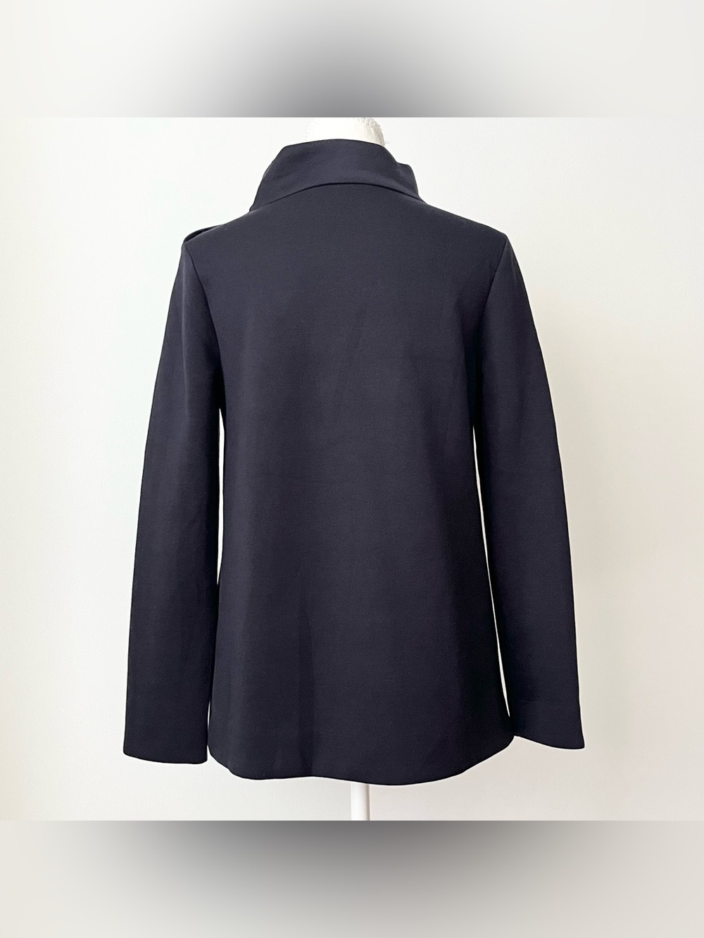 COS Women's Draped Neck Top Navy Blue XS Minimalist Avant Garde Office Portugal - Picture 4 of 10